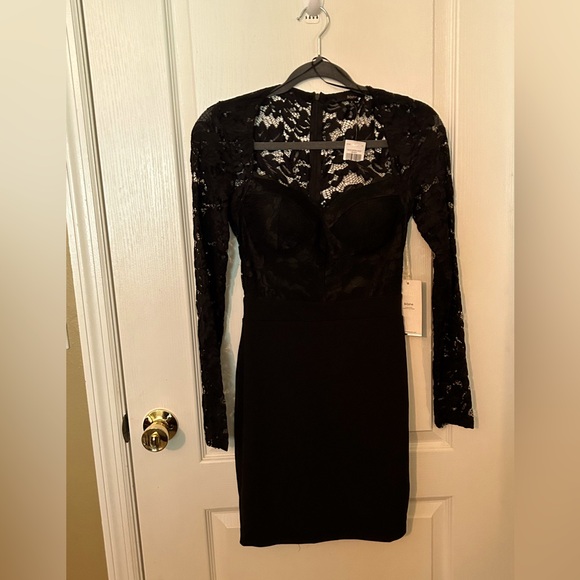 BLASHE BLACK MINI DRESS Lace and cotton - Picture 2 of 8